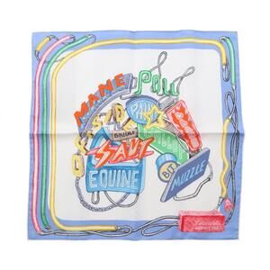 HERMES White Silk Scarf
